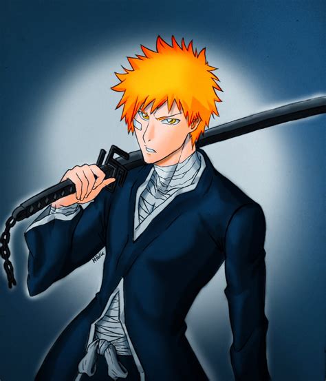 Ilustración de Ichigo Kurosaki en modo Bankai