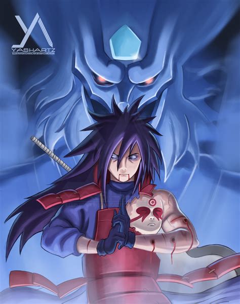 Ilustración de Madara Uchiha usando el Susanoo