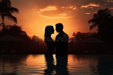 Pareja joven en una piscina