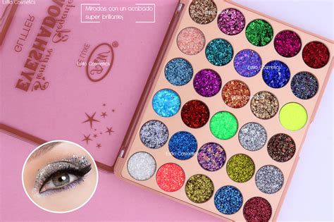 Comparativa de tonos de la paleta de sombras glitter Bleach London