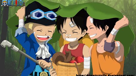 Imagen de Portgas D. Ace de niño con Luffy y Sabo