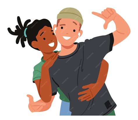 Ilustración de dos hombres jóvenes en un abrazo tierno