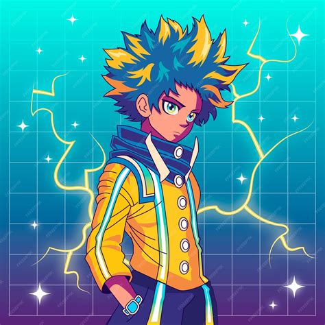 Ilustración de personajes de anime en una pose romántica