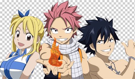 Ilustración de Natsu, Lucy, Erza y Gray