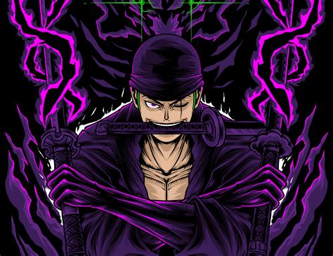 Ilustración de Roronoa Zoro usando Santoryu