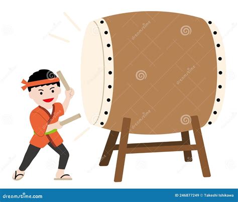 Personaje tocando un tambor Taiko