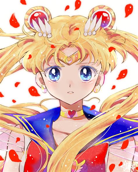 Ilustración minimalista de Usagi Tsukino (Sailor Moon) sobre fondo negro