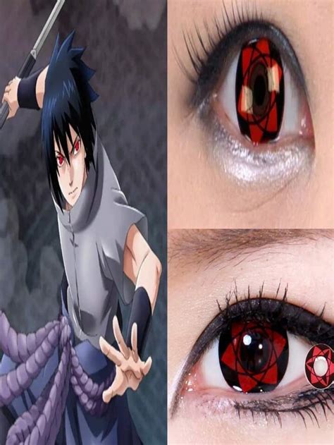 Cosplayer de Sasuke con lentes Mangekyou Sharingan