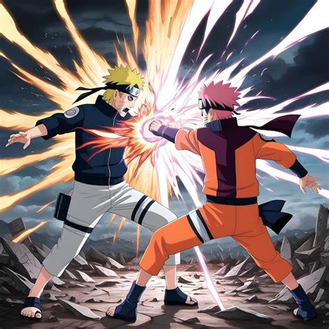 Escena de batalla épica en Naruto Shippuden