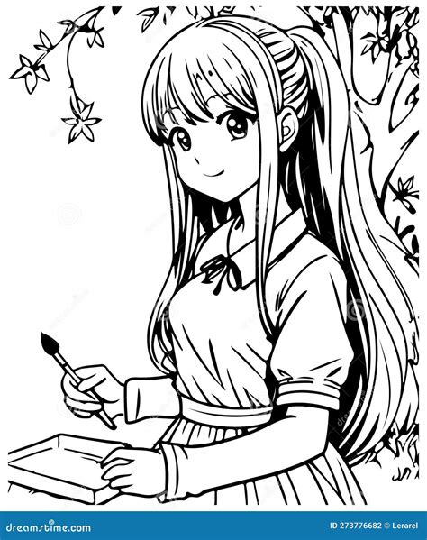 Ilustración de una joven dibujando manga