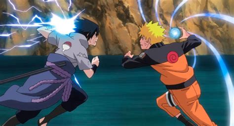 Sasuke y Naruto peleando en el Valle del Fin