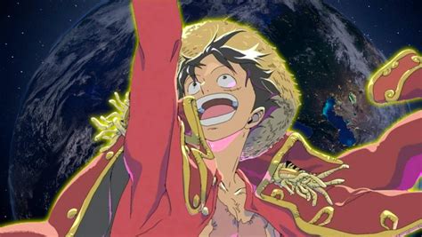 Luffy celebrando con una bandera brasileña