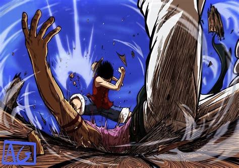 Escena de la batalla entre Luffy y Bellamy en Jaya.