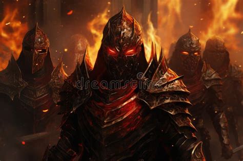 Ilustración de dos guerreros con armaduras de fuego enfrentándose