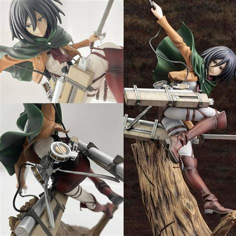 Figura ARTFX J de Mikasa Ackerman con su equipo de maniobras