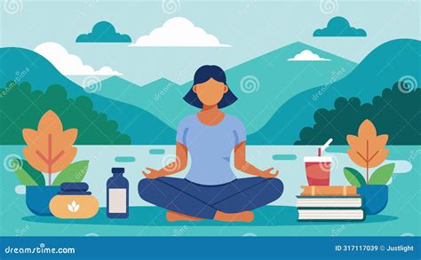 Ilustración: Persona meditando rodeada de libros y naturaleza