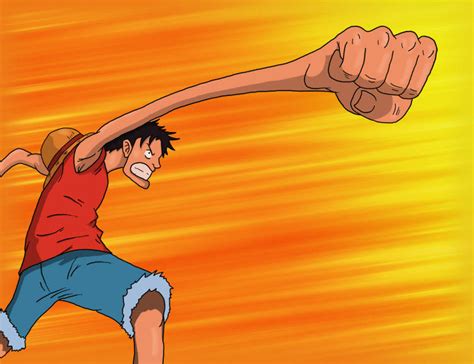 Luffy lanzando un Gomu Gomu no Bullet