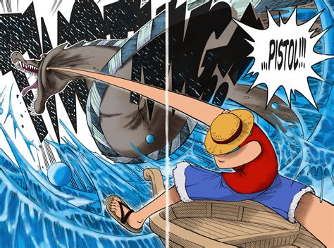 Diagrama comparativo de Gomu Gomu no Pistol y Gomu Gomu no Bullet