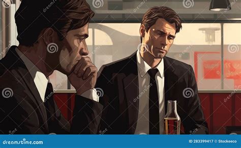 Ilustración de dos hombres en una escena romántica de anime