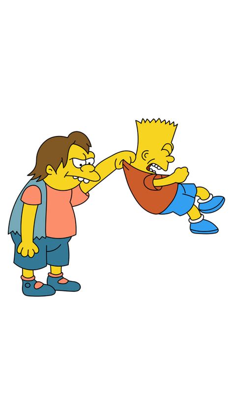 Ilustración de Bart Simpson y Nelson Muntz en un estilo de fanart yaoi