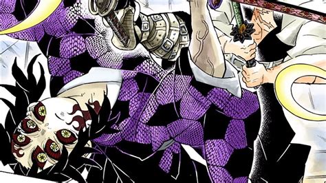 Ilustración de Gyomei Himejima y Sanemi Shinazugawa enfrentándose a una Luna Superior