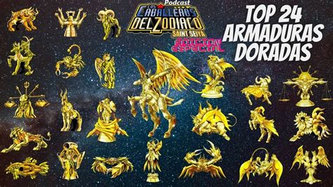 Representación de las doce armaduras doradas