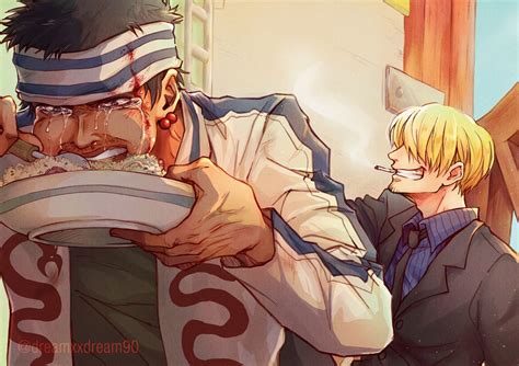 Sanji sirviendo comida a Gin