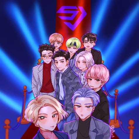Ilustración de fanart estilo anime de dos miembros de Super Junior