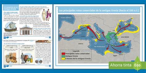 Mapa de la Antigua Grecia con rutas comerciales