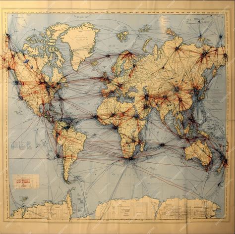 Mapa del mundo resaltando rutas de envío internacionales.
