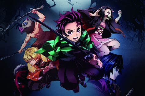 Personajes principales de Kimetsu no Yaiba entrenando