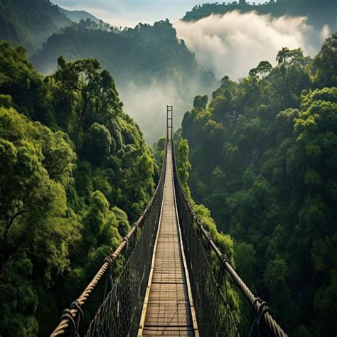 Puente colgante en el bosque