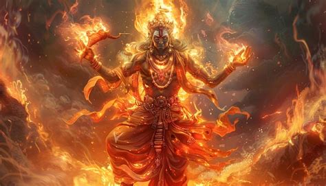Ilustración de Agni con fuego