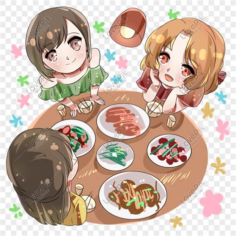 Grupo de chicas de Konoha cenando juntas