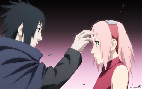 Sakura Haruno y Sasuke Uchiha en un momento de tensión