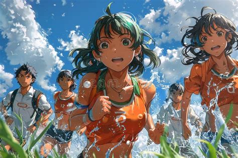 Escena de anime con temática acuática