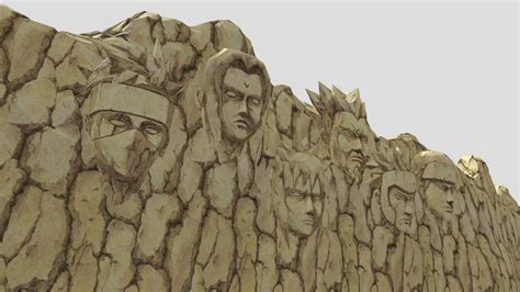 Muro de los Hokages en Konoha, con un foco en Minato Namikaze