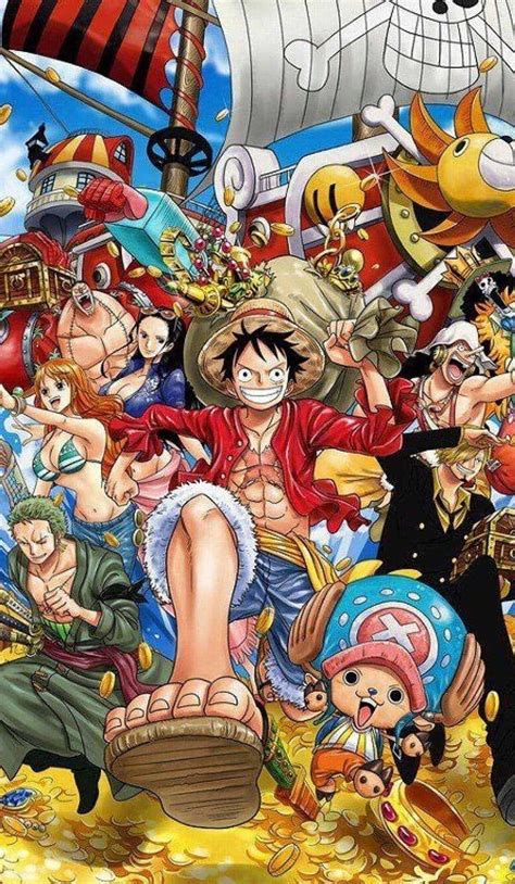 Ilustración del anime One Piece con los Piratas del Sombrero de Paja
