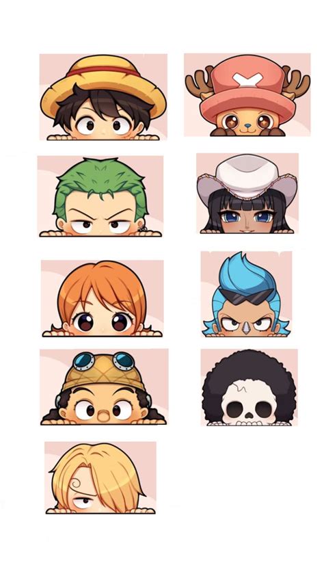 Colección de personajes de One Piece en formato pegatina