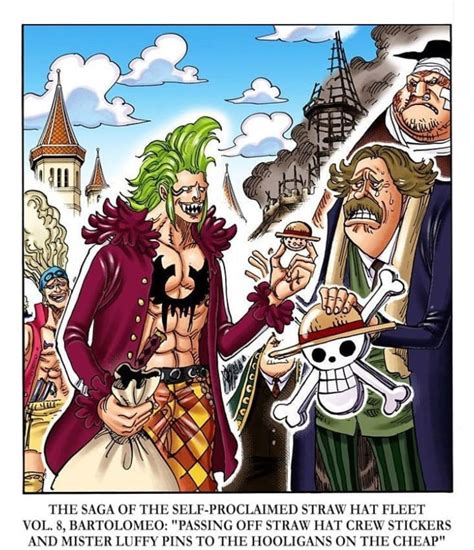 Ilustración de Bartolomeo admirando a Luffy