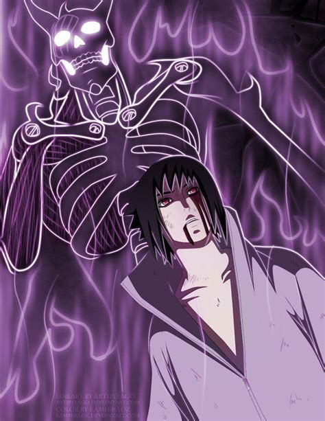 Ilustración del Susanoo del Mangekyō Sharingan Eterno de Sasuke