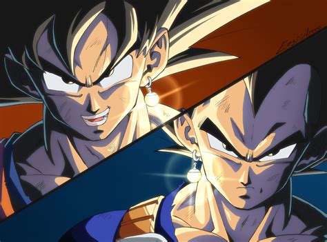 Goku y Vegeta fusionándose con los pendientes Potara