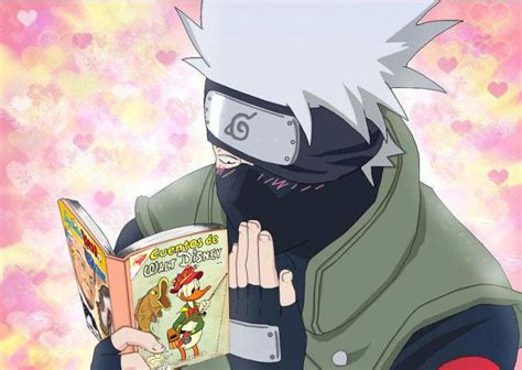 Ilustración cómica de Kakashi leyendo novelas eróticas