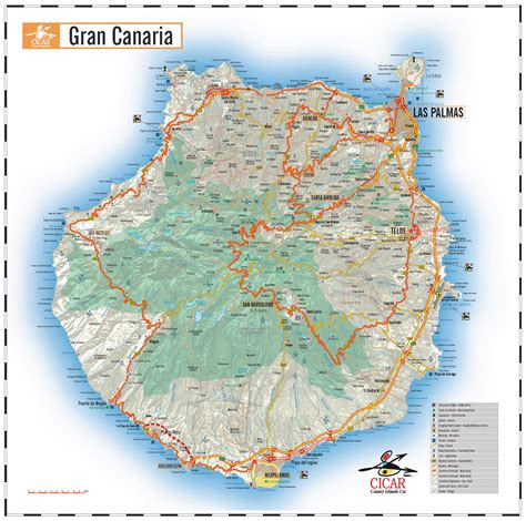 Mapa de Gran Canaria con Las Palmas de Gran Canaria resaltada