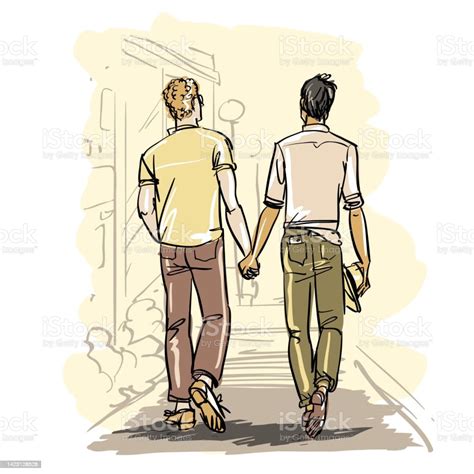 Ilustración de pareja de hombres en estilo manga