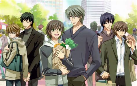 Personajes de Sekaiichi Hatsukoi en una oficina