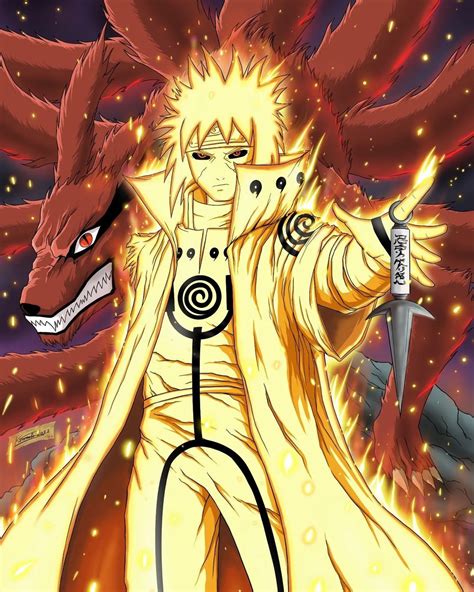 Minato enfrentándose a Kurama