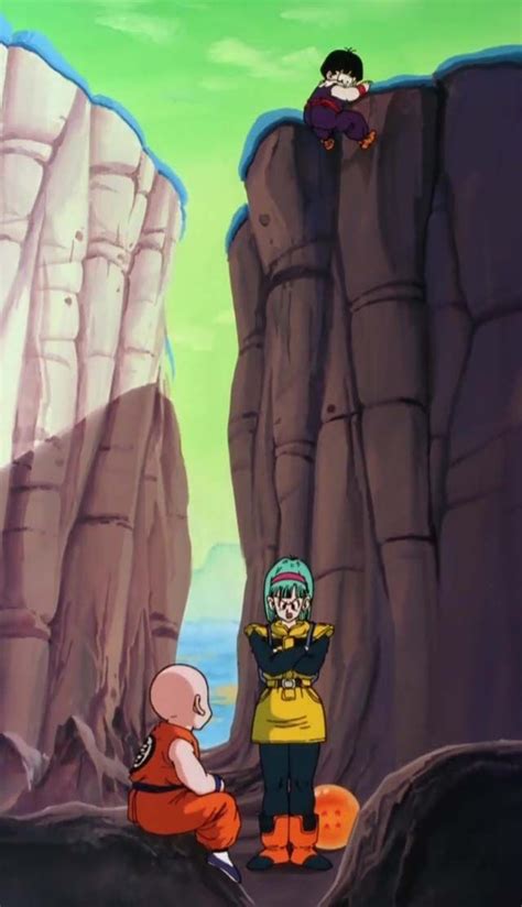 Gohan, Krilin y Bulma en Namek buscando las Esferas del Dragón
