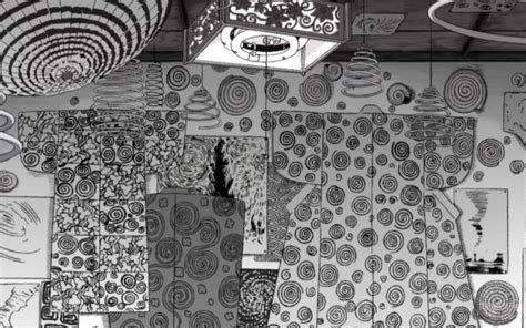 Personajes transformándose en formas espirales grotescas