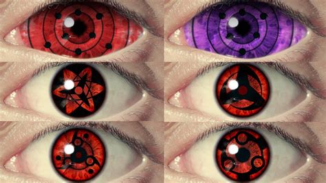 Comparativa de ojos reales y Sharingan editados